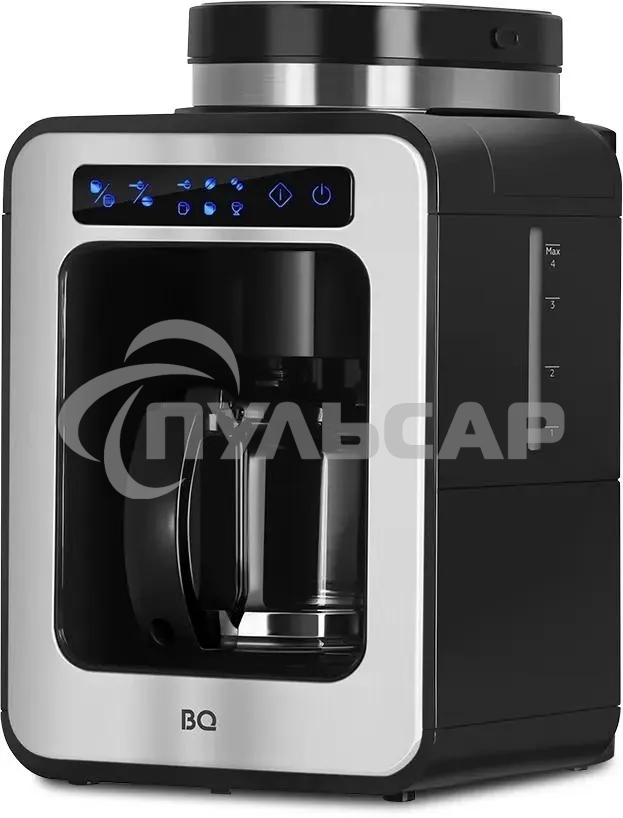 Кофеварка капельная BQ CM7000 черный/стальной, исп. кофе - зерновой/молотый, 0.6 л, 600 Вт