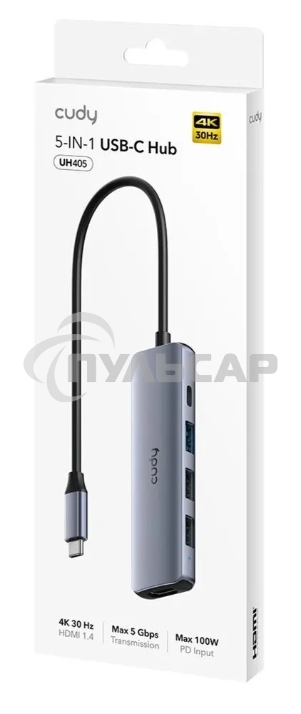 Адаптер CUDY 5-IN-1 USB-C Hub with 4K HDMI