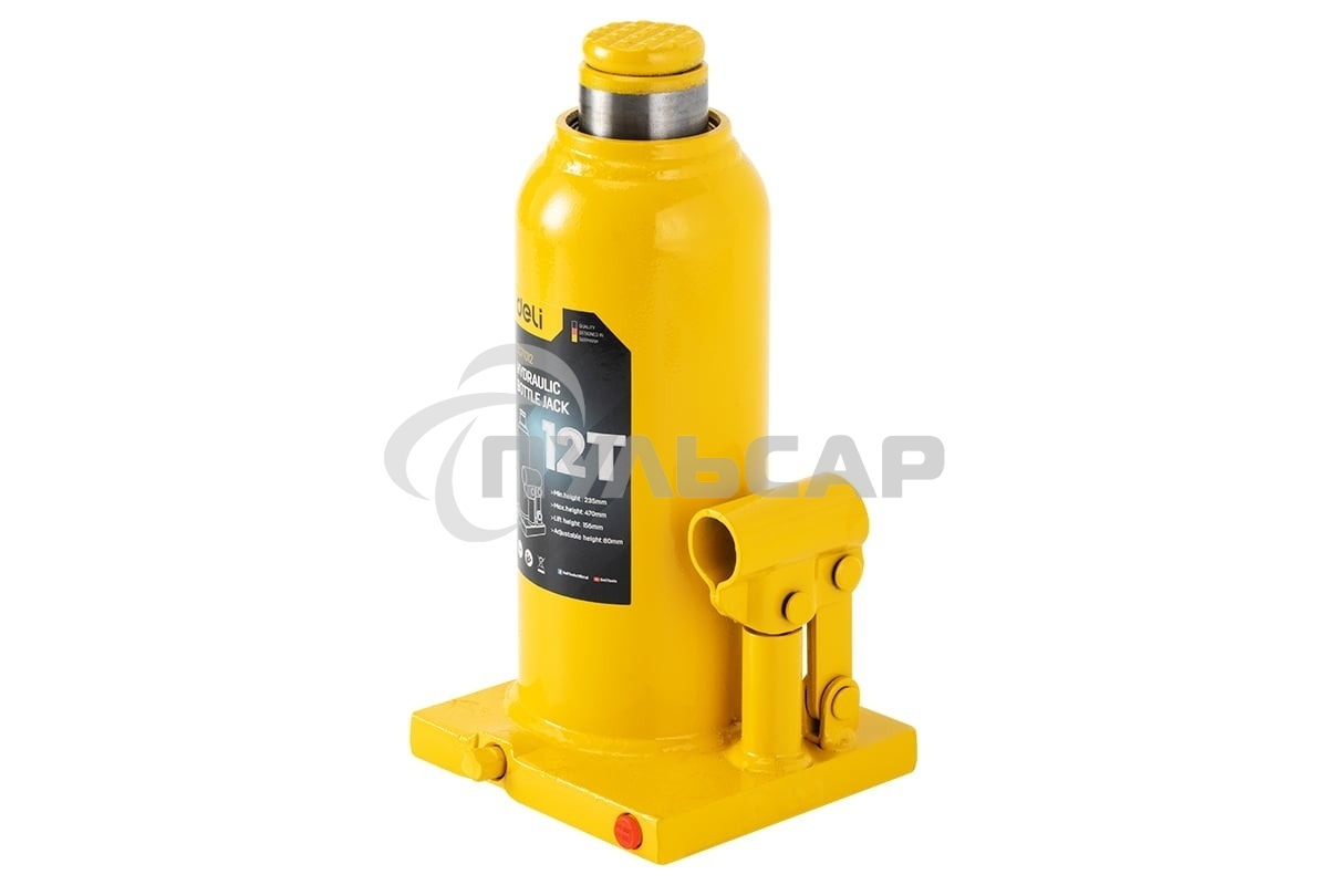 Домкрат бутылочный гидравлический Deli DQ71012 макс.грузоподъемность 12 т