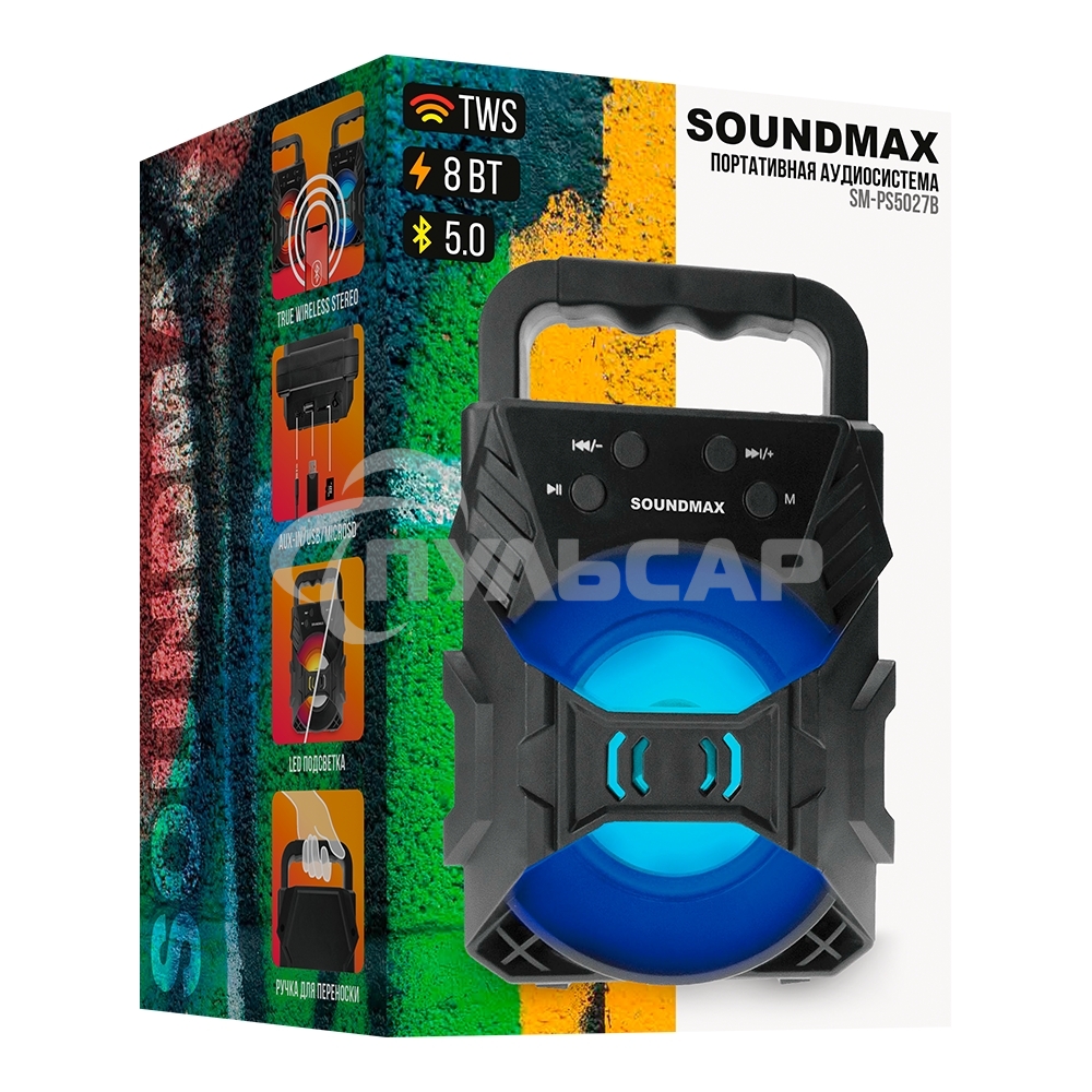 Портативная колонка SOUNDMAX SM-PS5027B черный