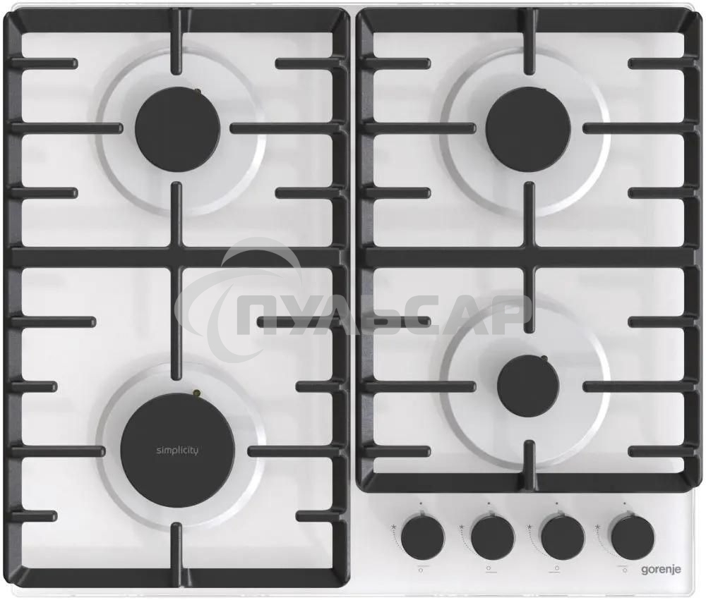 Газовая варочная панель Gorenje GT642SYW, 4 конфорки, закаленное стекло, белый