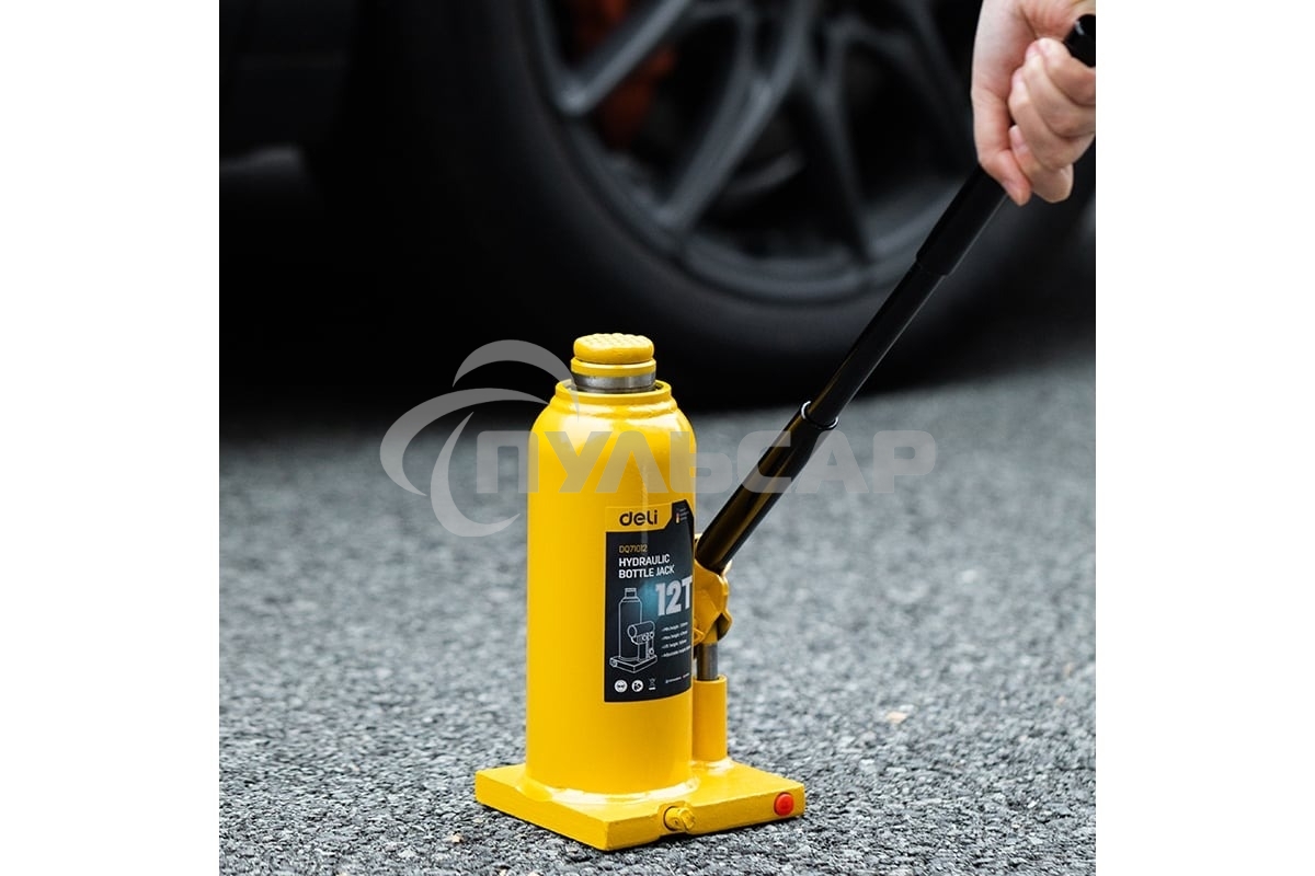Домкрат бутылочный гидравлический Deli DQ71012 макс.грузоподъемность 12 т