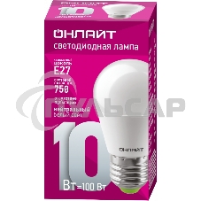 Лампа светодиодная ОНЛАЙТ 61969 OLL-G45-10-230-4K-E27