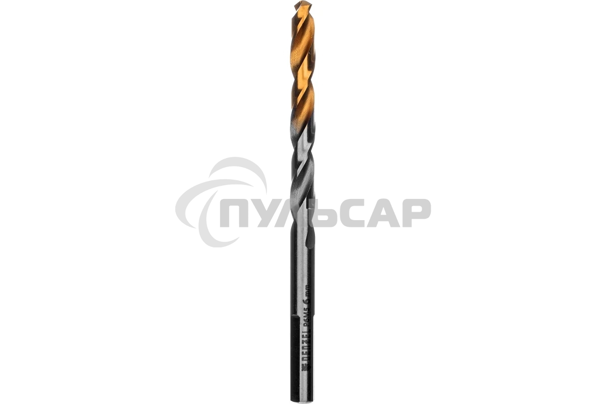 Сверло спиральное по металлу Denzel 6 x 93мм, Р6М5, Golden Tip