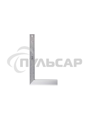 Угольник стальной, нержавеющая сталь, градуировка, алюминиевое основание, 400 мм Denzel