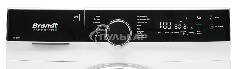 Сушильная машина BRANDT WFB106QWE белый, 10 кг, сушка - конденсационная, программ - 14, 59.5 x 84.5 x 67.5 см