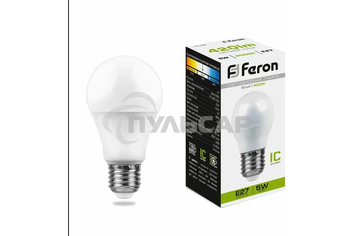 Лампа светодиодная Feron LB-38 5W 230V E27 4000K G45