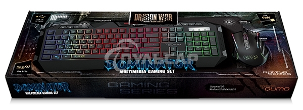 Игровой комплект Qumo Dominator K66/M83, кл-ра проводная, 104+8 клавиш, подсветка радужная, мышь проводная, оптическая, 4 цвета, 1200/1600/2400/3200 dpi