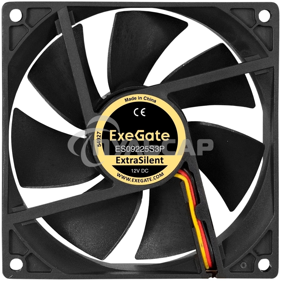 Вентилятор 12В DC ExeGate ExtraSilent ES09225S3P (92x92x25 мм, Sleeve bearing (подшипник скольжения), 3pin, 2000RPM, 25dBA)