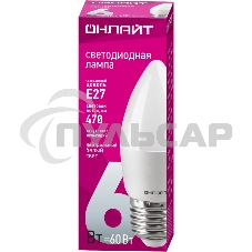 Лампа светодиодная ОНЛАЙТ 71631 OLL-C37-6-230-4K-E27-FR 6Вт свеча 4000К белый E27 470лм 176-264В