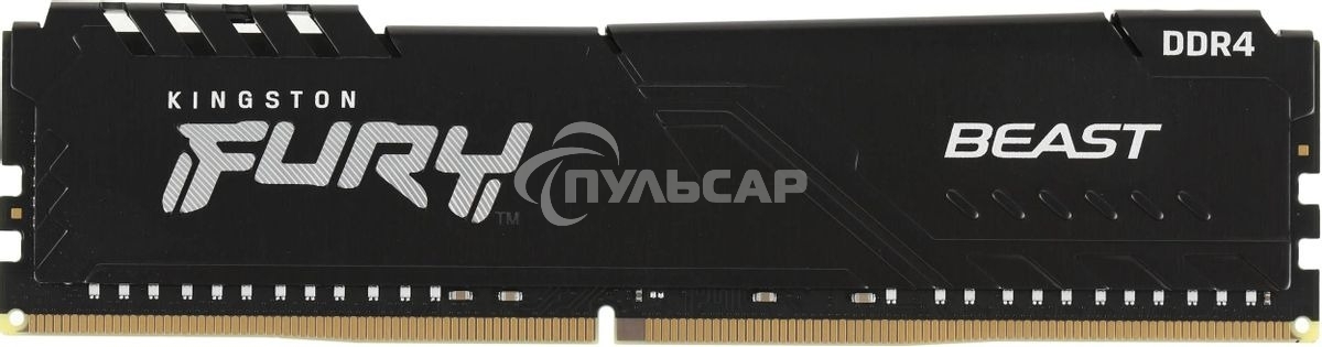 Оперативная память Kingston Fury Beast, DDR4, 16Gb (1x16Gb), 3200MHz, CL16, DIMM, с радиатором, черный