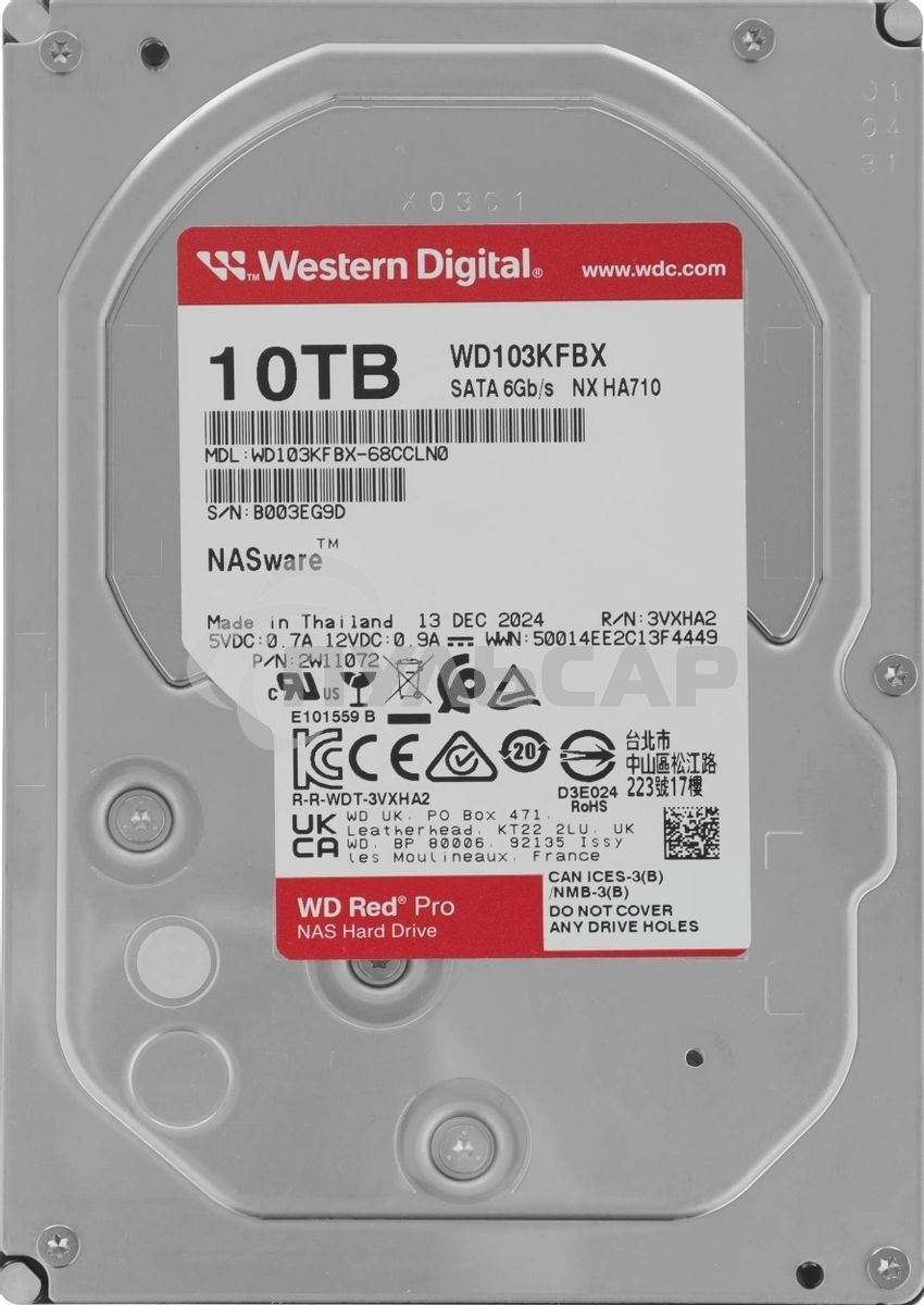 Жесткий диск Western Digital SATA-III 10Tb WD103KFBX Red Pro (7200rpm) 512Mb 3.5