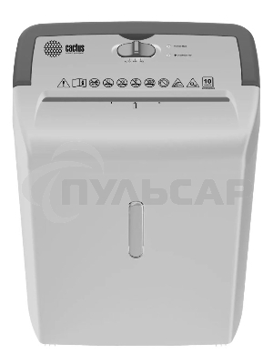 Шредер Cactus CS-SH-C5 белый (секр.P-4) фрагменты 10лист. 21лтр. скрепки скобы пл.карты