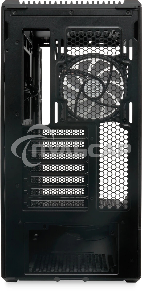 Компьютерный корпус без блока питания HSPD F711-TGbK-ARGB, Panoramic Full Tower, черный, TG, 0.7 SPCC, 4x120мм ARGB ATX, mATX, mITX 190/420/280мм 2x2.5