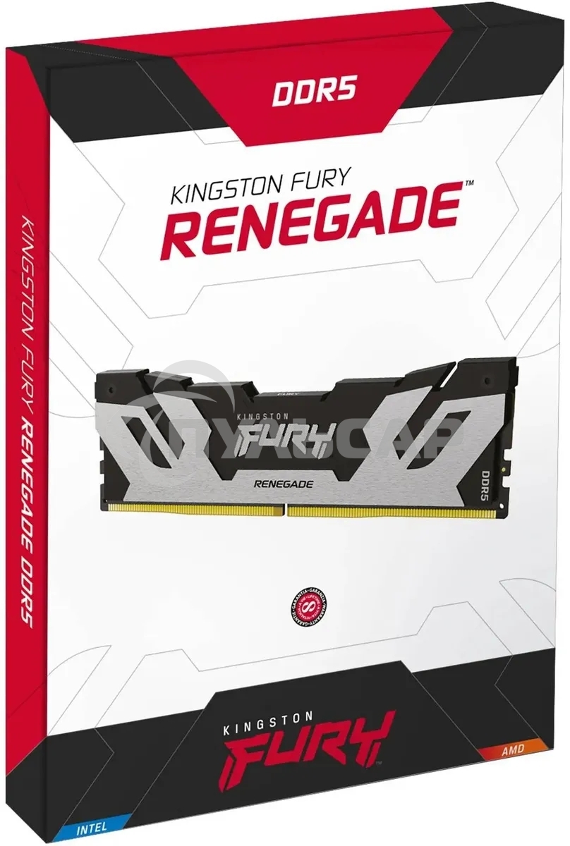 Оперативная память Kingston Fury Renegade, DDR5, 32Gb (1x32Gb), 6400MHz, CL32, DIMM, радиатор, серебристый/черный