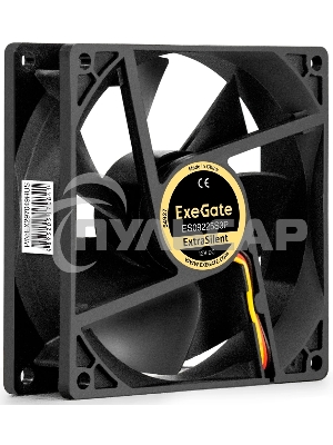 Вентилятор 12В DC ExeGate ExtraSilent ES09225S3P (92x92x25 мм, Sleeve bearing (подшипник скольжения), 3pin, 2000RPM, 25dBA)