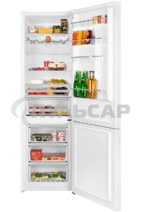 Холодильник Maunfeld MFF200NFWE белый, двухкамерный, 271/106 л, морозилка снизу, Total No Frost