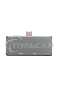 Док-станция 5-в-1 ExeGate DUB-31C/PD/HA (кабель-адаптер USB Type-C --> 1xUSB3.0 + Type-C DATA (480Mb/s) + PD 100W + HDMI 4K@30Hz + Audio, Plug&Play, подходит для iPad Pro и мобильных телефонов, серый)
