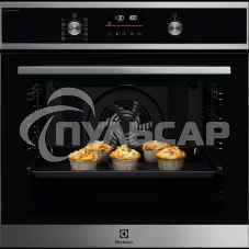 Электрический духовой шкаф Electrolux с конвекцией, приготовление на пару, объем 72 л, 10 режимов, автопрограммы, очистка пиролитическая, 3 стекла в дверце, направляющие проволочные + телескопические (1 уровень)