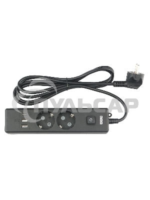 Бытовой удлинитель PowerCube, 2р с/з вык.,3USB, 3500 Вт, 16А, 1.9 м, 3*1,0 черный PC-5B-2M