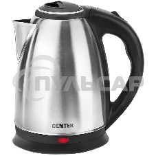 Чайник электрический Centek CT-0035 матовый, металл, 1,5 л, 2000 W, хромированная вставка на крышке