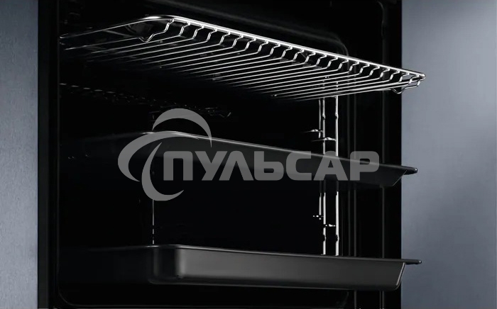 Электрический духовой шкаф Electrolux с конвекцией, приготовление на пару, объем 72 л, 10 режимов, автопрограммы, очистка пиролитическая, 3 стекла в дверце, направляющие проволочные + телескопические (1 уровень)