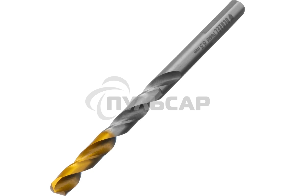 Сверло спиральное по металлу Denzel 6,5 x 100мм, Р6М5, Golden Tip
