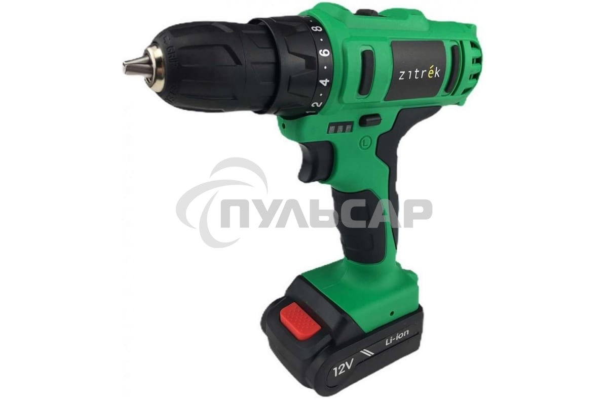 Дрель-шуруповерт Zitrek Greenpower 12-Li 063-4074, Аккумуляторная, 12В, 2 АКБ, Кейс