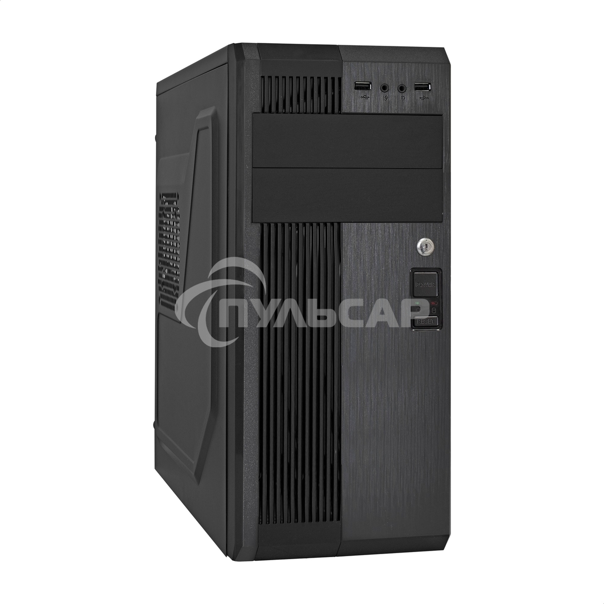 Компьютерный корпус Miditower ExeGate UN-605B Black, ATX, (UN350, 120мм), 2*USB, Audio, замок блокировки кнопки питания