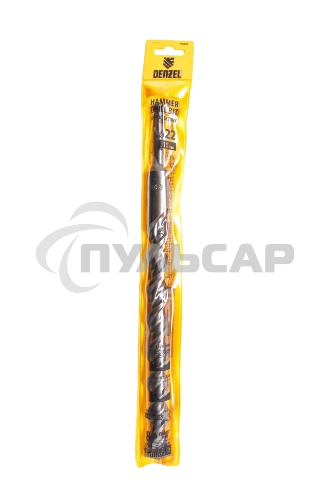 Бур по бетону Denzel двойная спираль, Cobalt W-tip, 22x310 мм, SDS PLUS