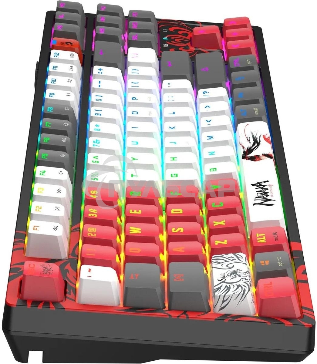 Клавиатура беспроводная A4Tech Bloody WS87 Naraka USB, Bluetooth/Радиоканал черный/красный