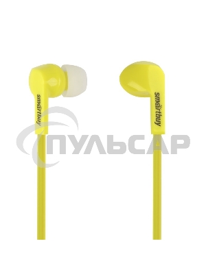Внутриканальные наушники Smartbuy PRIME, динамики 10мм, плоский кабель, желтые, 3 пары вставок (SBE-160)