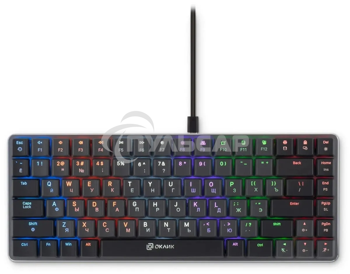 Клавиатура проводная Oklick K615X (1934413), USB, серый + серебристый