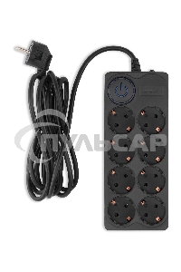 Сетевой фильтр Ippon BK-8-EU-3-10-B 3м (8 розеток) черный (коробка)