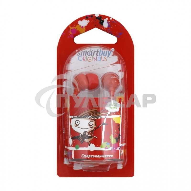 Внутриканальные наушники Smartbuy® COLOR TREND, красные (арт. SBE-3300)/320