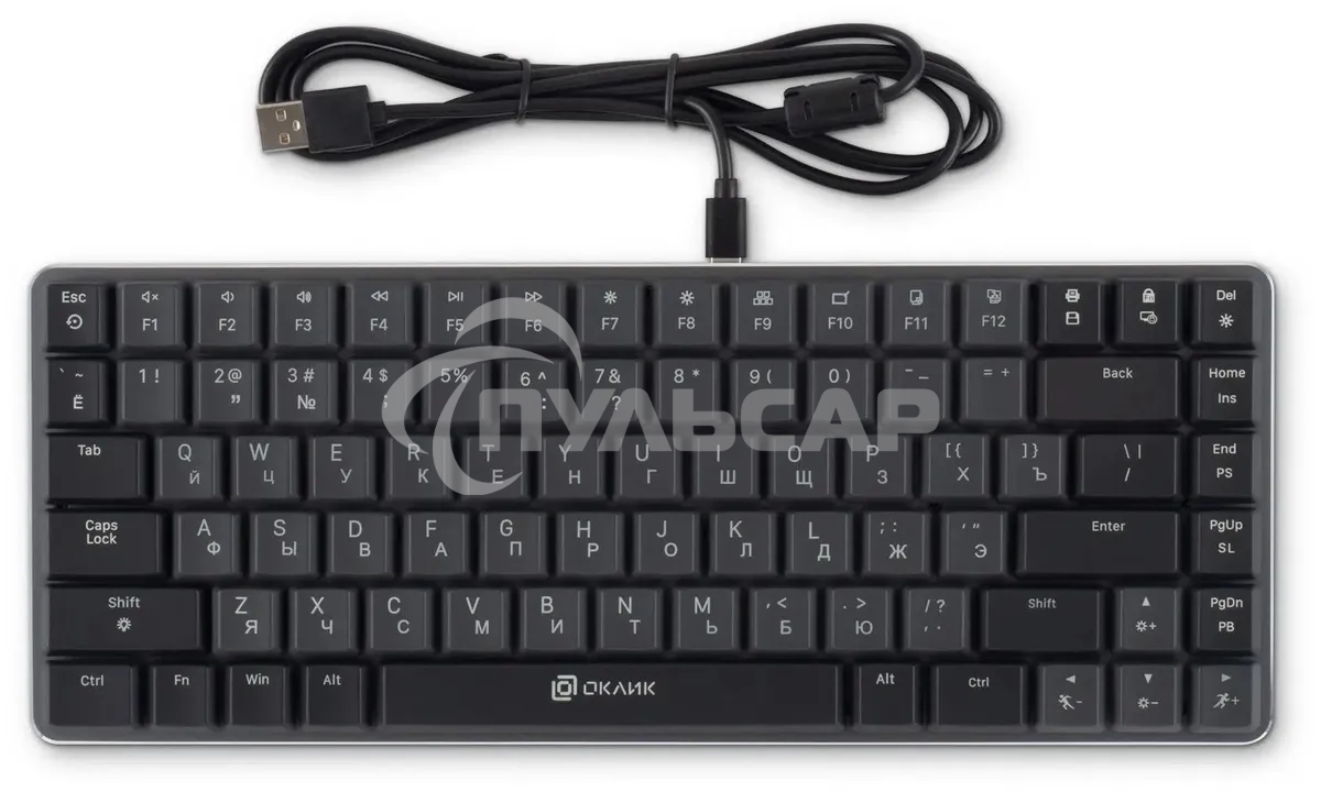 Клавиатура проводная Oklick K615X (1934413), USB, серый + серебристый