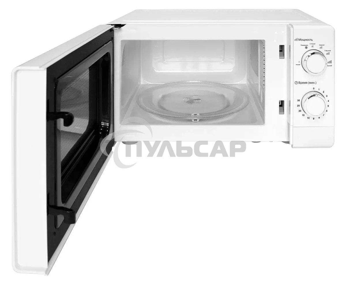 Микроволновая печь Galanz MOS-2007MW белый, 20 л, 700 Вт, переключатели - поворотный механизм