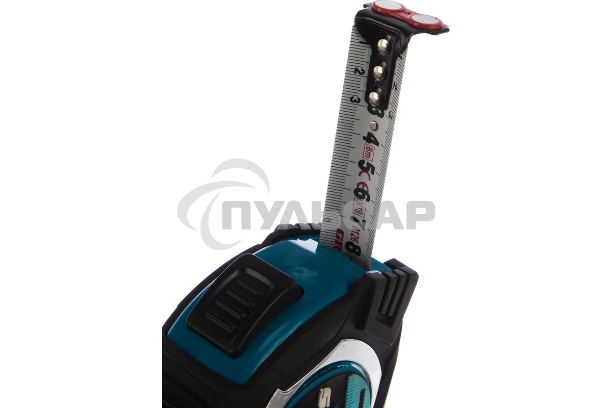 Рулетка Magnetisch, 8м х 25мм, обрезин. корпус,автоматич. фиксация, нейлон. покр.,магн.зацеп Gross