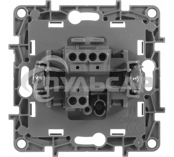 Выключатель одноклавишный, автоматические клеммы, Etika, 10AX, 250В~, антрацит