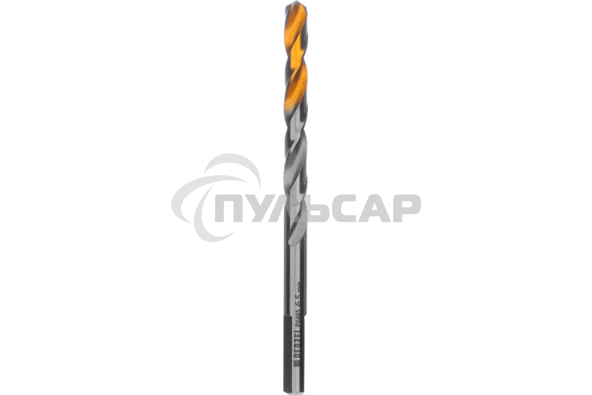 Сверло спиральное по металлу Denzel 6,5 x 100мм, Р6М5, Golden Tip