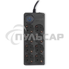 Сетевой фильтр Ippon BK-8-EU-3-10-B 3м (8 розеток) черный (коробка)
