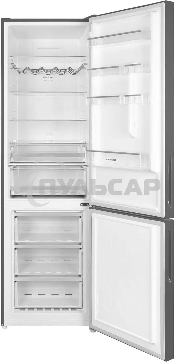 Холодильник Maunfeld MFF200NFSE нержавеющая сталь двухкамерный 271/106л морозилка снизу