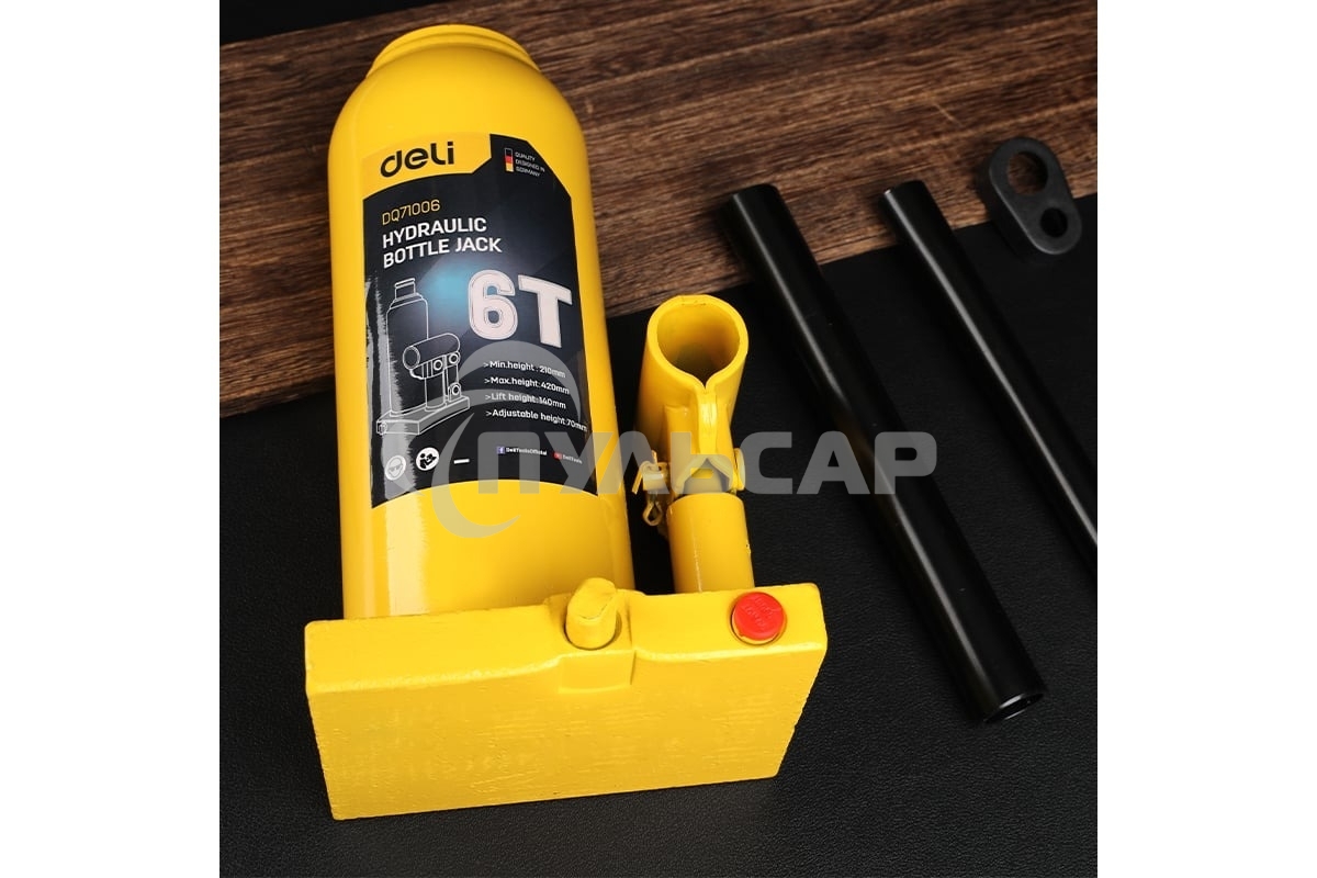 Домкрат бутылочный гидравлический Deli DQ71010 макс.грузоподъемность 10 т