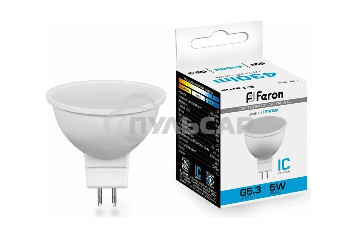 Лампа светодиодная Feron LB-24 230V G5.3 6400K