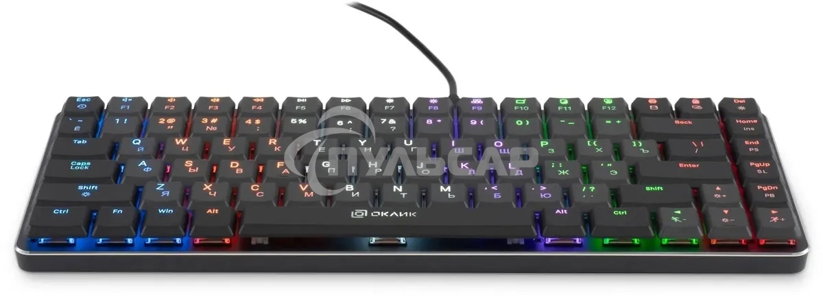 Клавиатура проводная Oklick K615X (1934413), USB, серый + серебристый