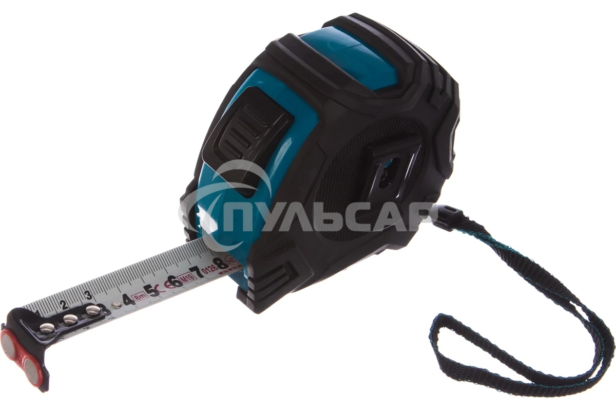 Рулетка Magnetisch, 8м х 25мм, обрезин. корпус,автоматич. фиксация, нейлон. покр.,магн.зацеп Gross