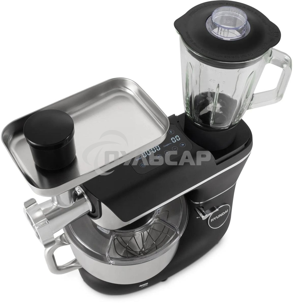 Кухонная машина Hyundai HYM-S8591 планетар.вращ. 1500Вт черный/серебристый