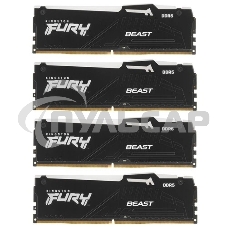Оперативная память Kingston Fury Beast Black, DDR5, 128Gb (4x32Gb), 5600MHz, CL40, DIMM, радиатор, RGB, черный