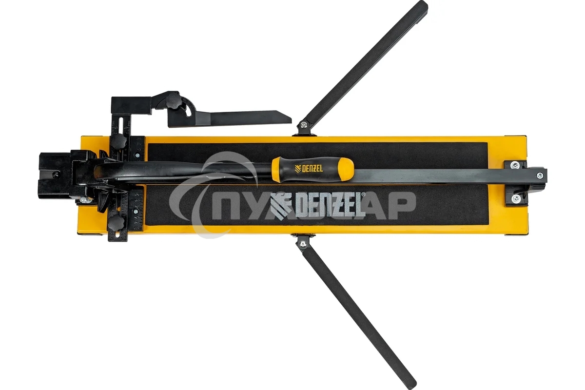 Плиткорез рельсовый 600х16мм, каретка на подш., стальная станина, усил. рукоятка-пенал Denzel