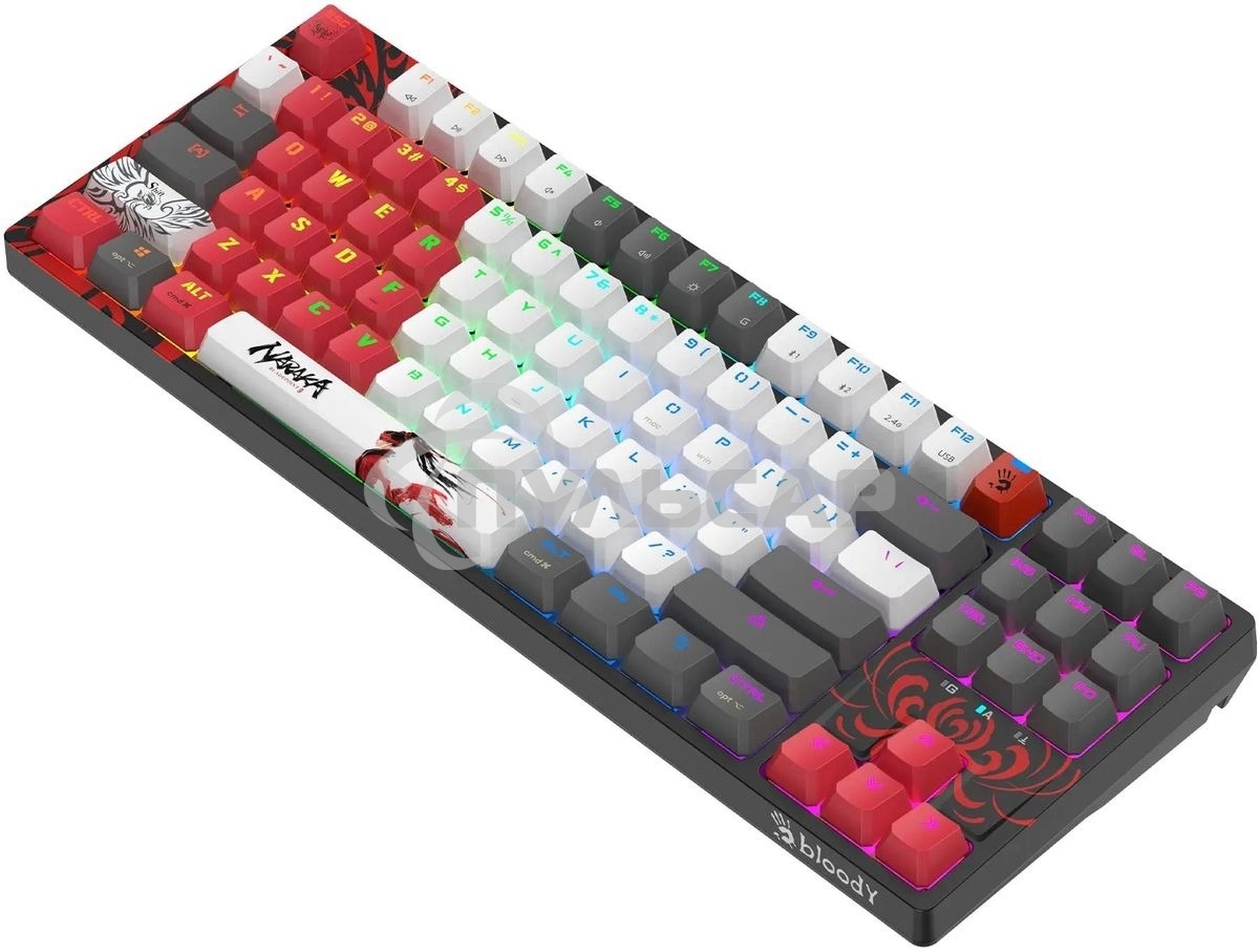 Клавиатура беспроводная A4Tech Bloody WS87 Naraka USB, Bluetooth/Радиоканал черный/красный